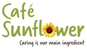 Sunflower Bakery Logo with Tagline: Caring is our main ingredient