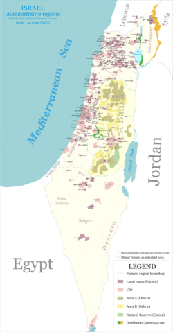 map of administrative regions in Israel