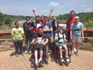 Group of Jewish Foundation for Group Homes clients at Great Falls Maryland overlook.