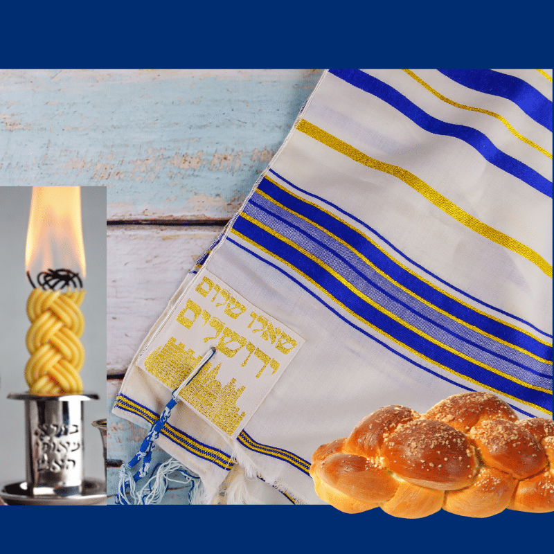 Jewish Havdalah candle, tallit and challah for Black History Month and JDAIM Post.