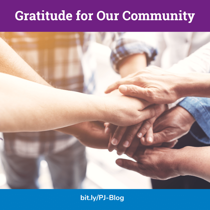 Gratitude graphic with hands-in together